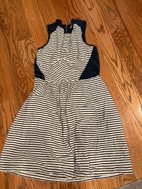 Rebecca Taylor Navy and White Striped Sleeveless Dress
